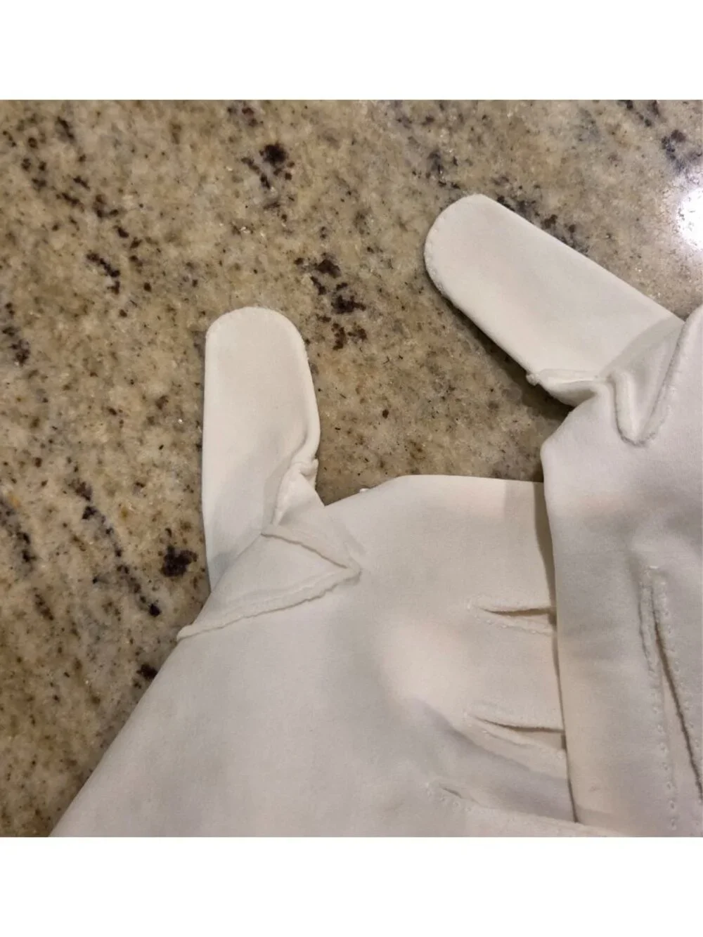 Vintage Womens Size L Off-White Cotton Stretch Formal Gloves Beaded Scallop...